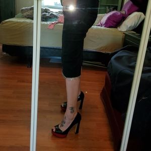 Pencil skirt. Rhinestone hem